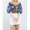 THML alba puff sleeve top in multi color