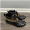 Very G gypsy jazz duck boots in black leopard