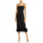 Lucy Paris womens faux feather trim back slit cocktail and party dress