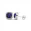SSELECTS 2 carat cushion cut sapphire and diamond earrings in sterling silver