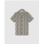 Wax London mens didcot shirt in grey/ecru aztec ikat