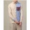 MORGAN.M newington button down dress shirt in tan colorblock