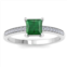 SSELECTS 1 1/4 carat princess cut emerald and diamond ring in 14k white gold
