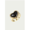F+H Studios whitney gemstone heart signet ring in gold/black