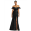 Alfred Sung off-the-shoulder ruffle neck satin trumpet gown