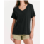 Another Love taylor relaxed v-neck slubbed basic tee in black