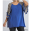 Umgee linen blend animal print layered bell sleeve plus in sapphire