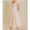 Aureum poplin zipper front midi dress in white