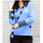 Angel Apparel v-neck sweater with scarf in periwinkle/black