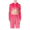 PRISCAVera cropped zip up velour hoodie in hot pink