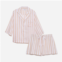 HONNA womens cotton classic striped short pajama set in beige