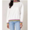 SUGARLIPS rainbow trim french terry knit sweatshirt in white
