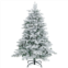 Hivvago 4.5/6/7 feet flocked christmas tree with warm white led lights-4.5 ft