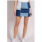 Ee:some retro patchwork color block mini skirt in mineral washed denim