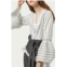 FANGYAN ronnie pinstripe wrap blouse in white/grey