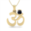 SSELECTS 1/3 carat sapphire om necklace in 14 karat yellow gold, 18 inches