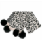 Mitchie scim48 - crystal animal print scarf w/ fox poms in pearl/black