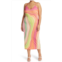 AFRM amina power mesh midi slip dress in abstract spring wave
