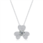 Stella Valentino sterling silver with 1ctw lab created moissanite french pave blooming flower solitaire pendant necklace