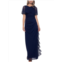 B&A by Betsy and Adam womens embellished cascade evening dress