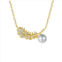 Rachel Glauber rg 14k gold plated with diamond cubic zirconia & faux pearl fern leaf pendant necklace