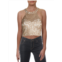 TLC Say Yes To The Prom juniors womens metallic embroidered crop top