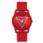 Guess Factory silver-tone and red silicone analog watch