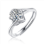Stella Valentino sterling silver with .5ctw round brilliant lab created moissanite adjustable ring