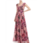 Kay Unger New York womens floral pleated evening dress