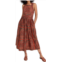 Ulla Johnson printed kerani racerback pleated skirt midi dress in clementine red