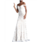 JOVANI off-the-shoulder long party dress in white/nude
