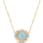 Mimi & Max 3/4 ct tgw ethiopian blue opal and 1/10 ct tw diamond interlaced halo necklace 10k yellow gold