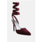 Rag & Co wallis burgundy diamante embellished tie up stiletto sandals