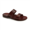 Jerusalem Sandals mens aviv leather double strap sandal in brown