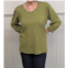 Mododoc 3/4 length shirred sleeve scoop neck top in lime envy