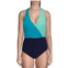 Jantzen womens colorblock criss-cross back one-piece swimsuit
