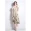 Kaimilan creamy & floral print day a-line crewneck short sleeve midi dress