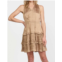 Current air sleeveless split neck dress in taupe