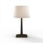 Nova of California taper table lamp - dark walnut wood finish, white linen shade
