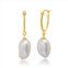 MAX + STONE 18k yellow gold over sterling silver vermeil freshwater cultured pearl hoops (11x14mm)