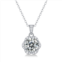 Stella Valentino sterling silver with 2ctw lab created moissanite cluster lace halo flower pendant necklace
