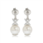 Suzy Levian sterling silver pearl & white sapphire floral earrings