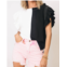 RISEN high rise distressed shorts in acid pink