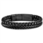 Crucible Jewelry crucible los angeles black polished stainless steel black leather and box chain bracelet