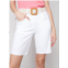 CHARLIE B stretch bengaline shorts with belt in white
