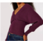 APRICOT plum ribbed knit cropped sweater in purple