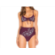 Somedays Lovin reha lace up front embroidered bikini top in burgundy