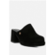 Rag & Co delaunay black suede heeled mule sandals