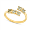 Paige Novick 14k yellow gold 3 stone square cut 5mm gemstone ring