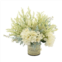 Creative Displays white hydrangea, white heather & eucalyptus floral arrangement